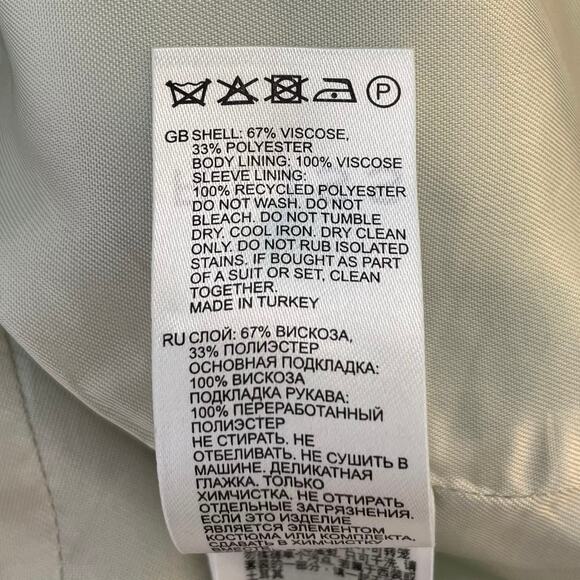 Reiss Ember Notched Single Button Blazer Green Tailored Lined Womens Size 12 - Picture 15 of 16